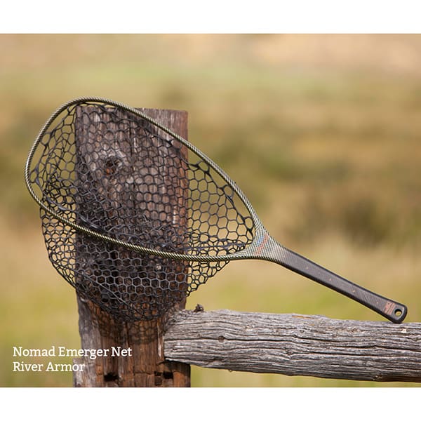 NEN-RA 816332011054 Fishpond Nomad Emerger Fly Fishing Net River Armor Edition On Fence In The Wild