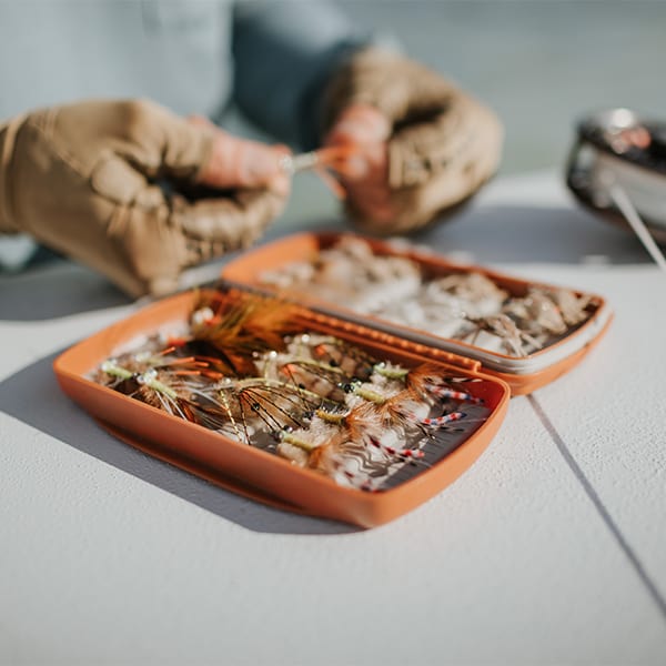 TPFB-BO 816332014314 Fishpond Tacky Pescador Waterproof Fly Fishing Fly Box With Silicone Insert Burnt Orange Adding Flies to Fly Box In The Wild