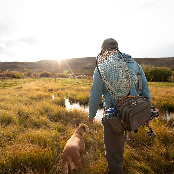 WPGP 816332014949 Fishpond Waterdance Pro Guide Sized Waist Fly Fishing Pack Driftwood Walking With Dog In The Wild