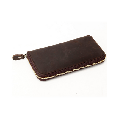 Handmade Custom Genuine Leather Wallet With Zipper Men Long Wallet Money Purse Card Holders B-200