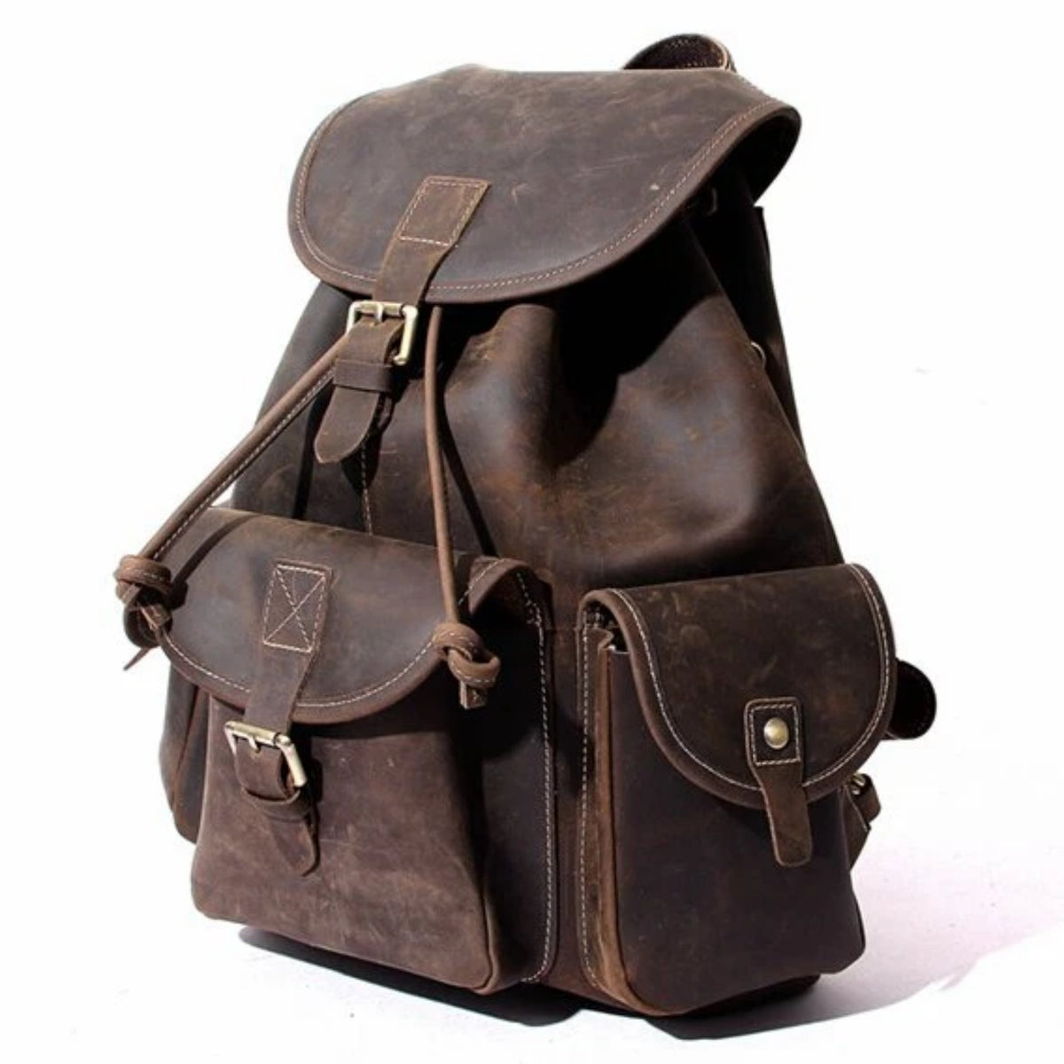 Vintage Leather Large Dark Brown Backpack | Blue Sebe Handmade Leather Bags