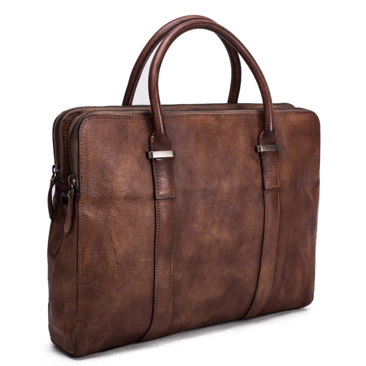 Vintage Vegetable Tanned Leather Briefcase - Vintage Brown | Blue Sebe ...