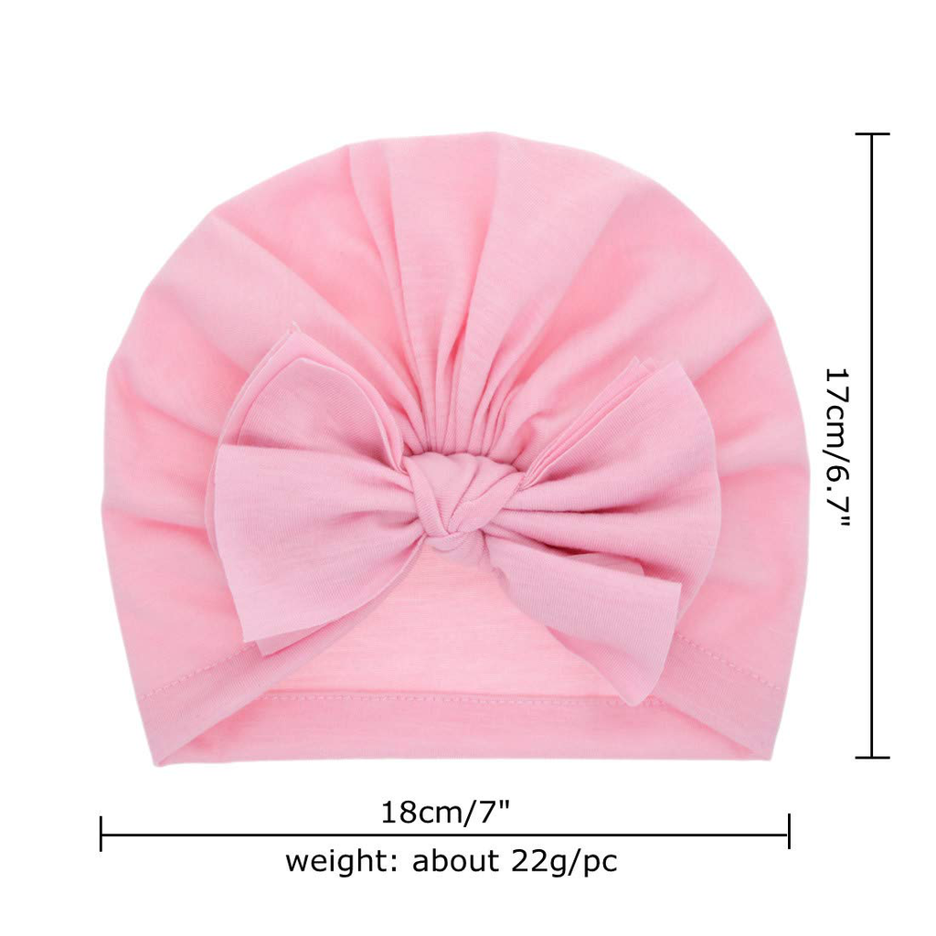 8 Pack Nursery Turban Hat Cap Beanie Bonnet with Knot Bow for Newborns Baby Girls Toddlers Infants
