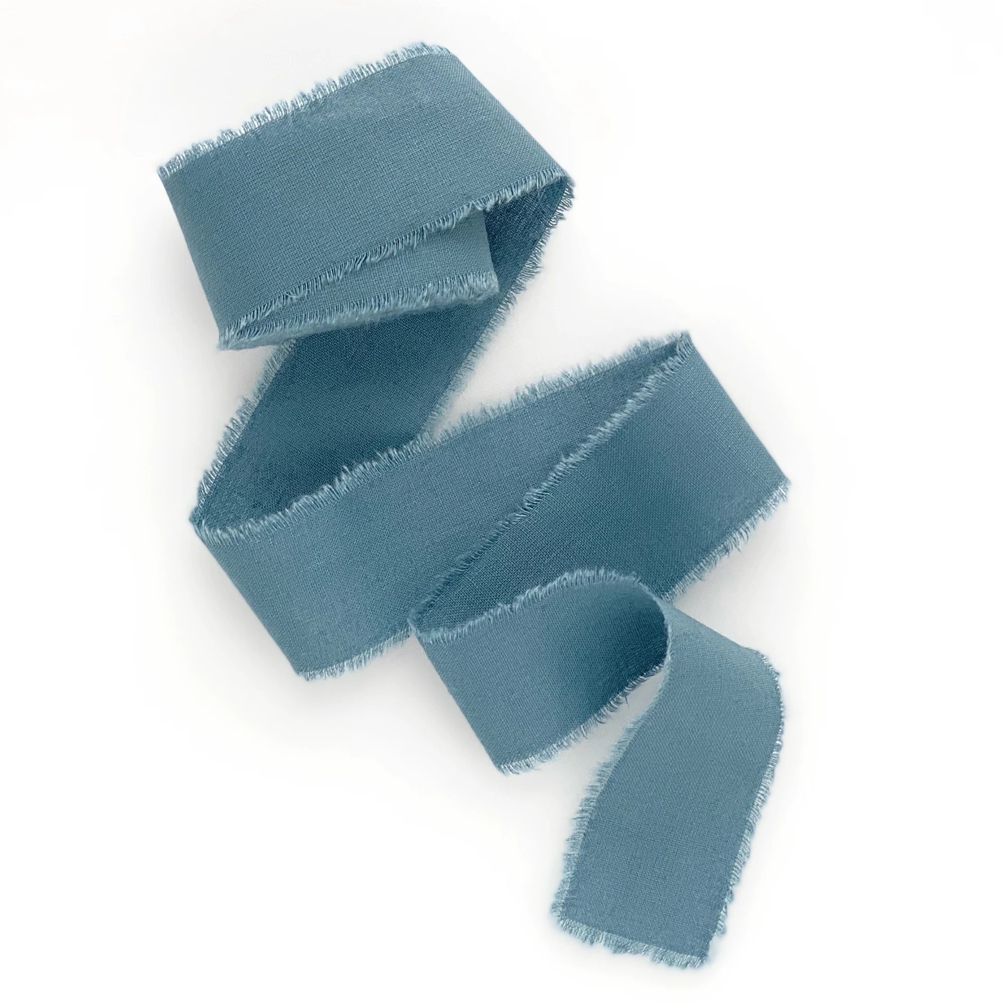 Light blue frayed edges hand-dyed ribbon