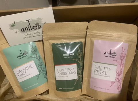 Custom stickers for Anitea Tea company packaging