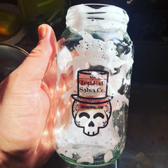 Dishwasher safe clear stickers without white ink on mason glass jar.