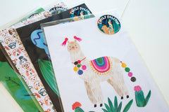 Hand painted Alpaca is digitally printed onto a recycled card