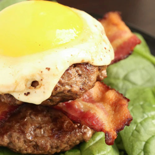 Bacon and Burger Bowl, Fried Egg, Lettuce, Tomato, Pickles and Aioli.jpg__PID:c3766a29-e02a-44ad-9d7e-3bd7dfb6c461