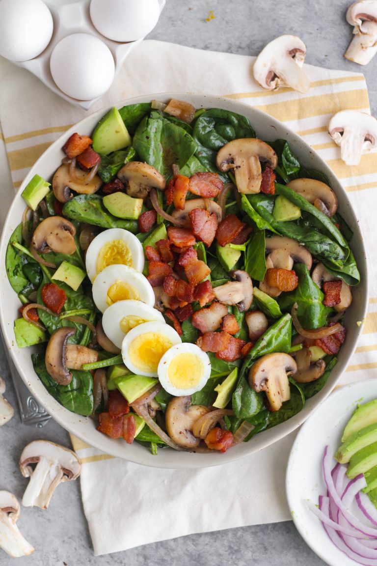 Breakfast Salad of Mushroom, Tomato, Chorizo, Bacon, Spinach, Free Range Boiled Eggs and Balsamic Vinaigrette.jpg__PID:2c949e7a-edef-4604-82c2-76b1a56e22a0