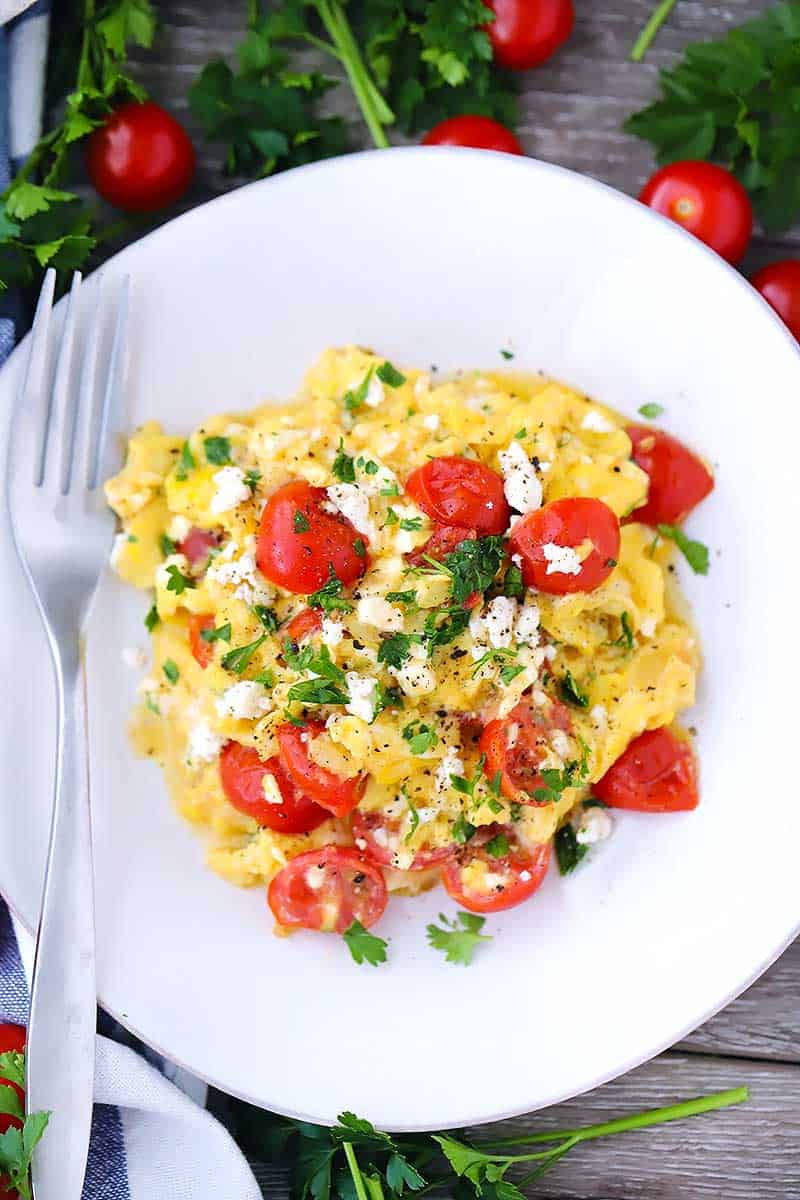 Creamy Free Range scrambled eggs with sautéed Mushroom, Spinach and Cherry Tomatoes.jpg__PID:949e7aed-ef96-4442-8276-b1a56e22a0ce