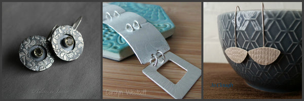 Textured Silver Clay Earrings and Pendant - The Bench