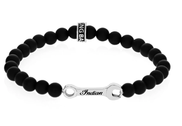 Matte Onyx Bracelet with Indian Headdress Logo Charm – King Baby