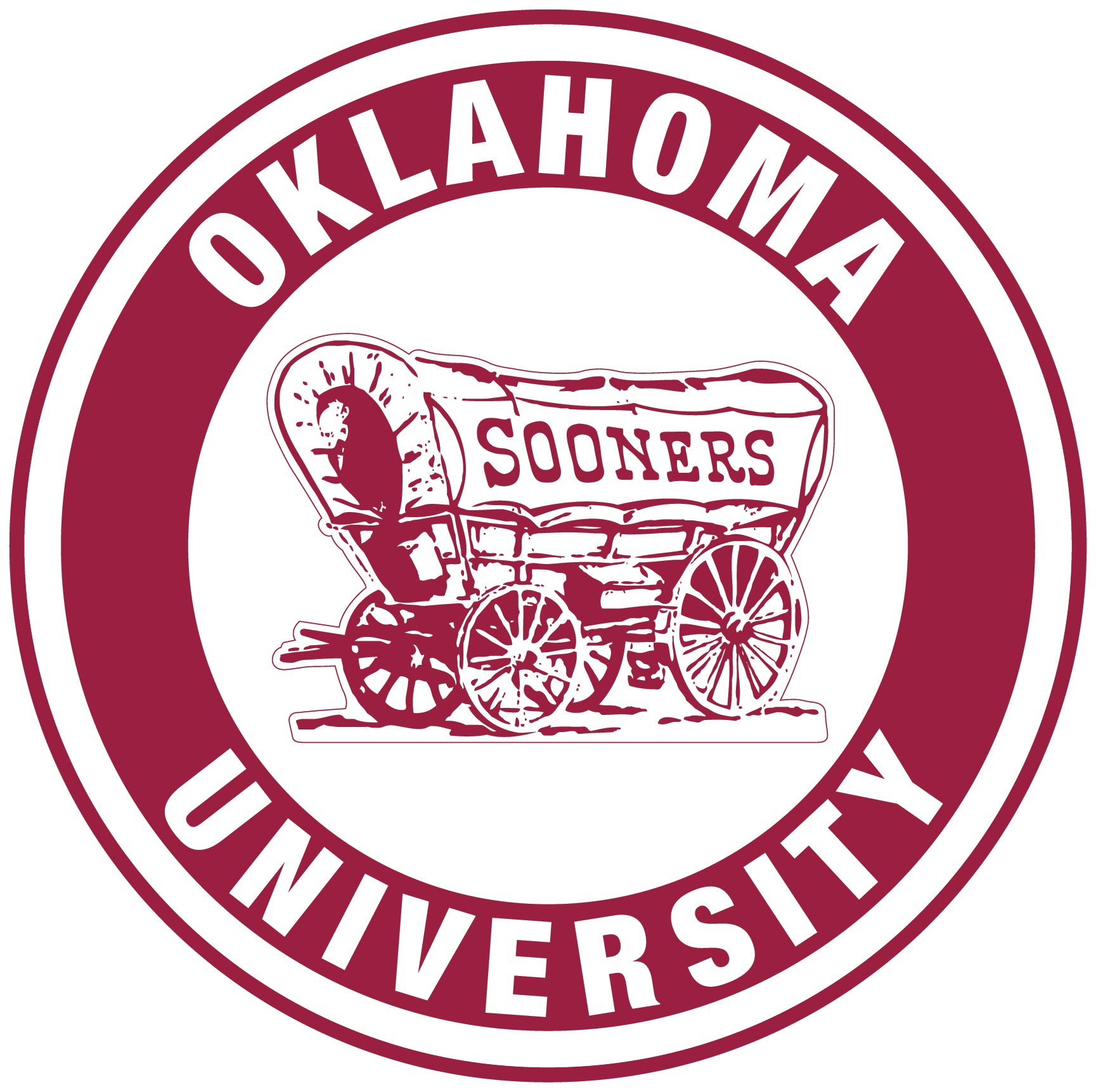 Oklahoma Sooners Wagon Circle Logo Vinyl Decal / Sticker 10 sizes