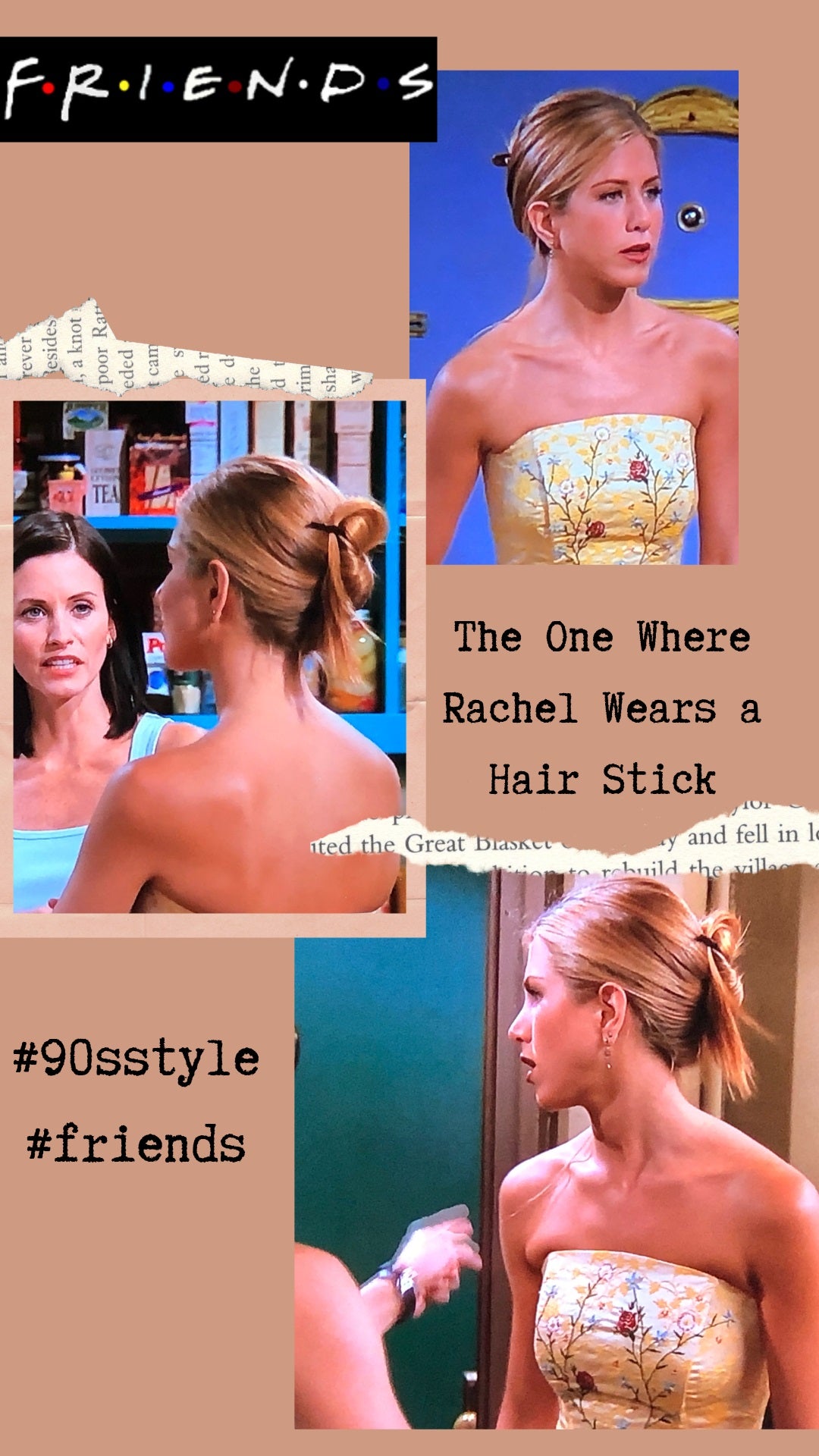 Rachel Green wears Hair Sticks French Twist Style.