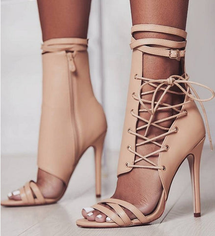 lace up peep toe sandals