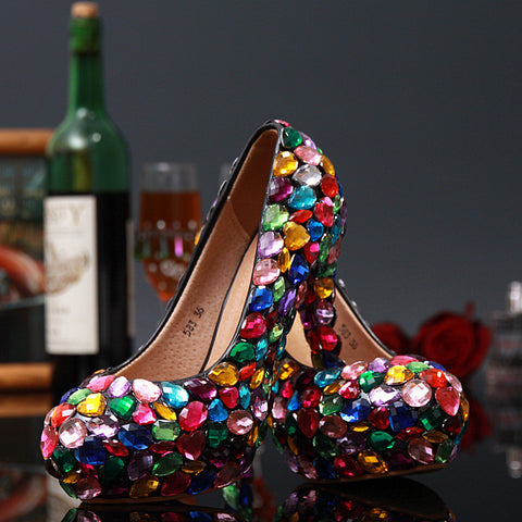Wedding Crystal Pumps Shoes and Rhinestone Handmade High Heel Wedding ...