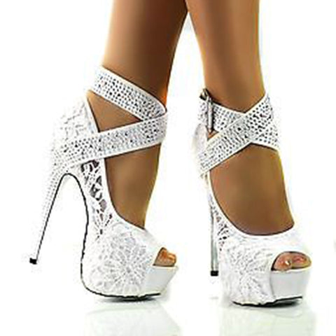 white peep toe high heels