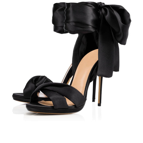 Bandage Bow High Heel Sandals Fashion Red Wedding Shoes – AZMODO.COM