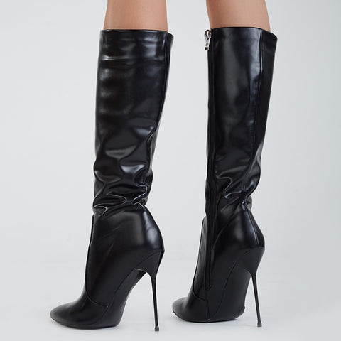 knee high pointed toe boots