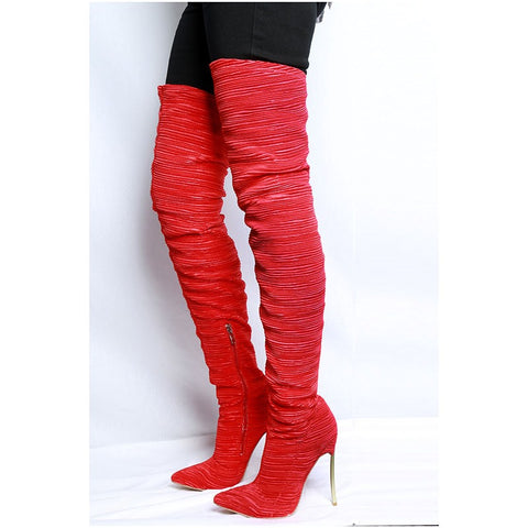 sexy red thigh high boots