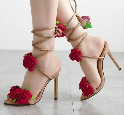 high heels with roses
