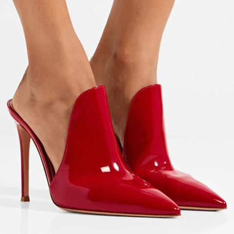 red closed toe mules