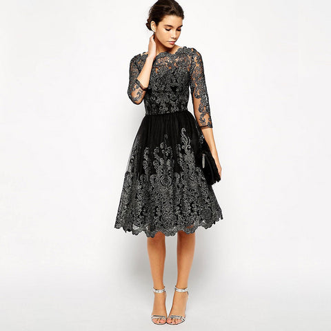 Luxury Lace Dress Women Embroidered Vintage Vestido Sexy Autumn Prince ...