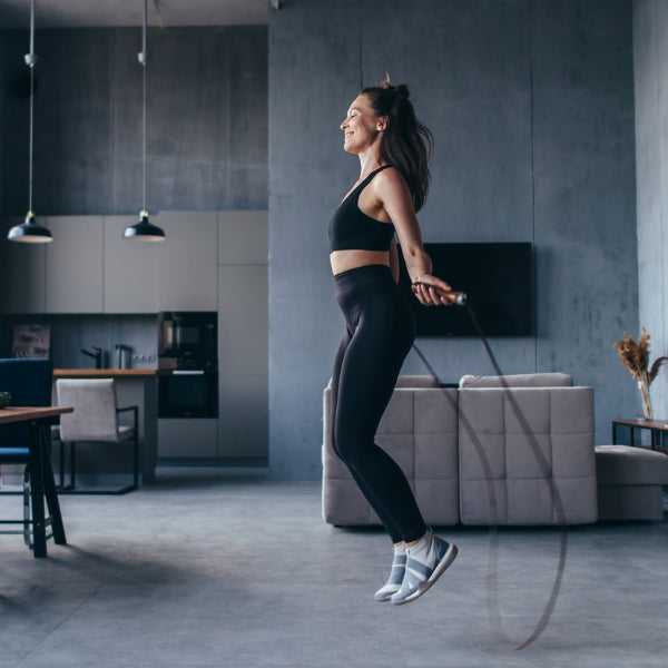 Lady Skipping in Lounge Room and Living Area