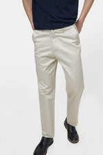 Load image into Gallery viewer, BASICS COMFORT FIT LIGHT GREY SATIN WEAVE POLY COTTON TROUSERS
