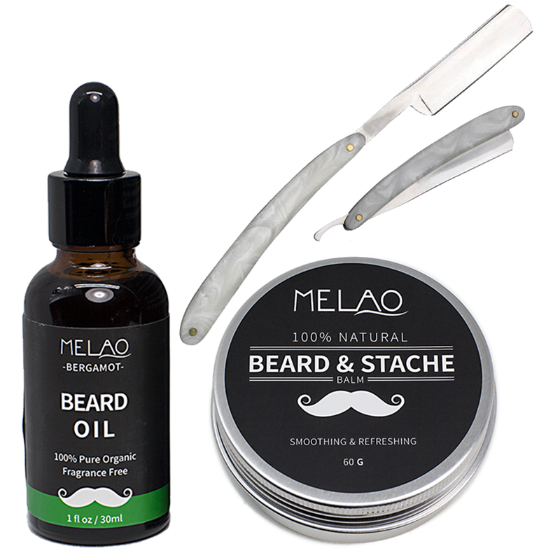 Beard Oil, Beard Balm & Master Marble Straight Razor Set