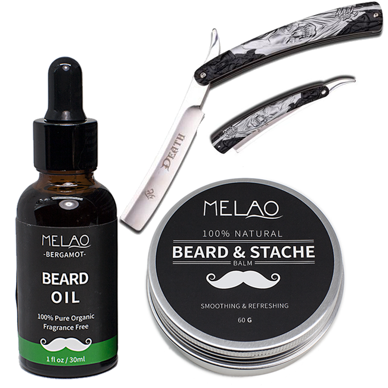 Beard Oil, Beard Balm & Dark Side Blades Straight Razor (Black)