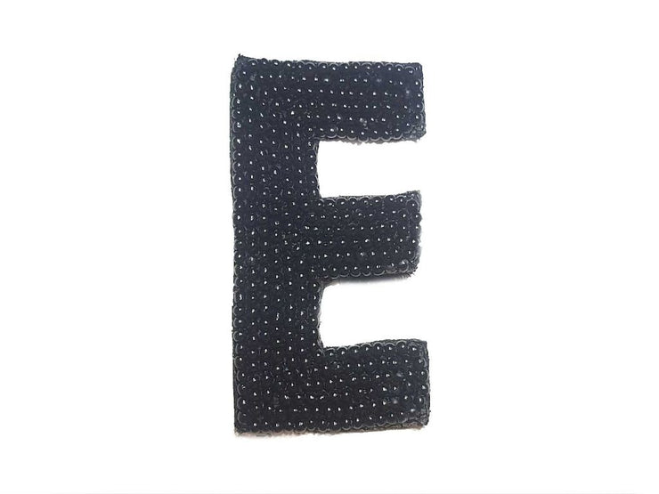 Black 'E' Alphabet Beads Work Patch/Applique
