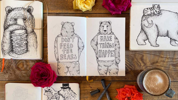 make things happen sketch book banner for don't feed the bears homepage