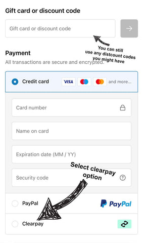 clearpay checkout example image