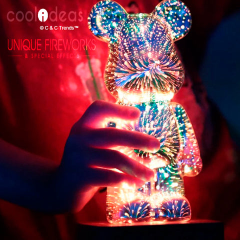 3D Creative Fireworks Effect USB Bear Table Light 4