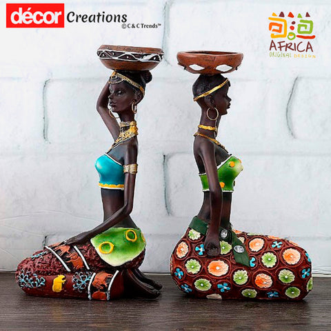 African Style Resin Candle Holder Sculptures 4