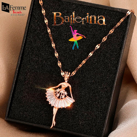 Chic Ballet Dancer Crystal Zircon Necklace 3