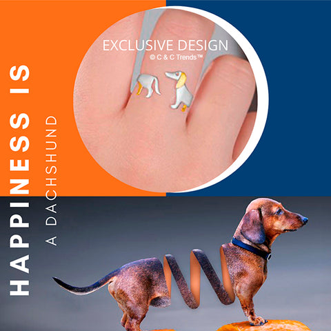 Cool Dachshund Sterling Silver Adjustable Ring 8
