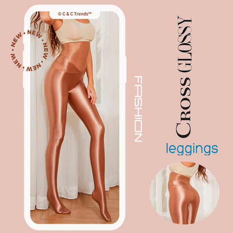 Cross Split Glossy Fitness Leggings 14