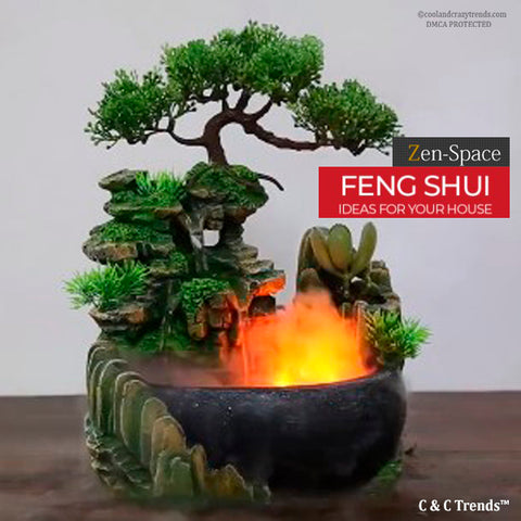 Feng Shui Garden with Relaxing Smoke Effect Waterfalls 2b