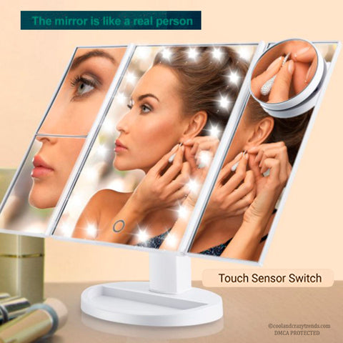 Magnifying Lighted Trifold Makeup Mirror 3a