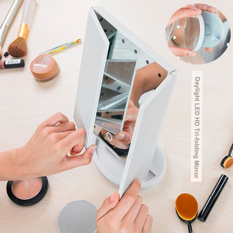 Magnifying Lighted Trifold Makeup Mirror 7