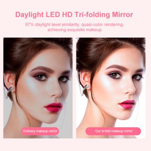 Magnifying Lighted Trifold Makeup Mirror | Cool and Crazy Trends