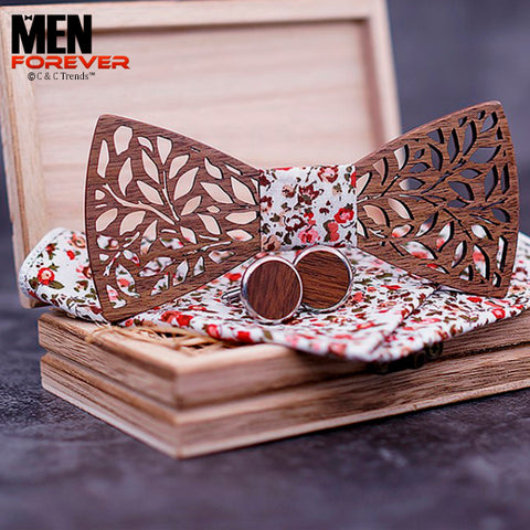 Openwork Wooden Bow Tie Set 23