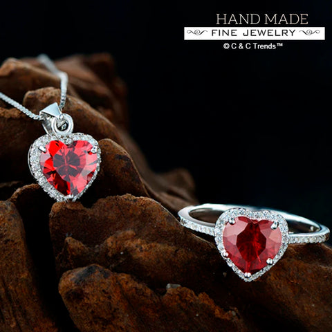 Red Swiss Cubic Zirconia Heart Jewelry 7