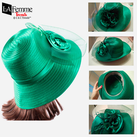 Solid Satin Flower Church Hat 15