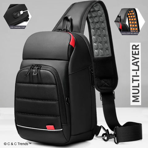 USB Multi Layer Waterproof Chest Bag 2a