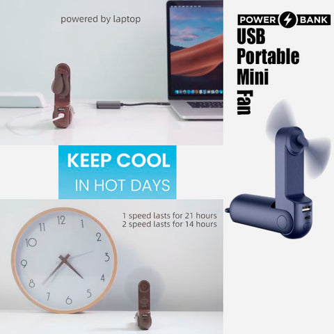 USB Portable Mini Fan with Power Bank 15