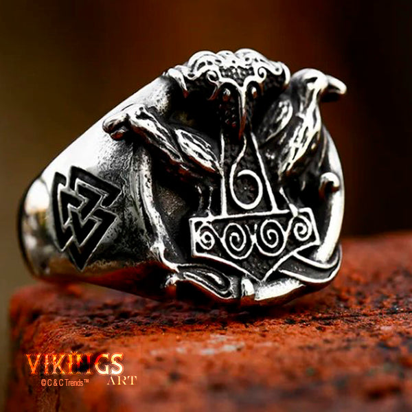 Viking Style Thor's Hammer Ring 13
