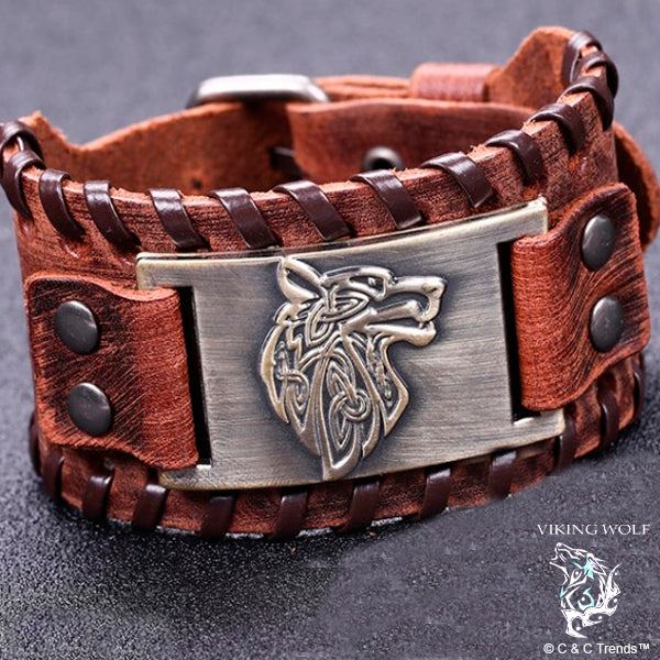 Viking Wolf Totem Leather Bracelet 14